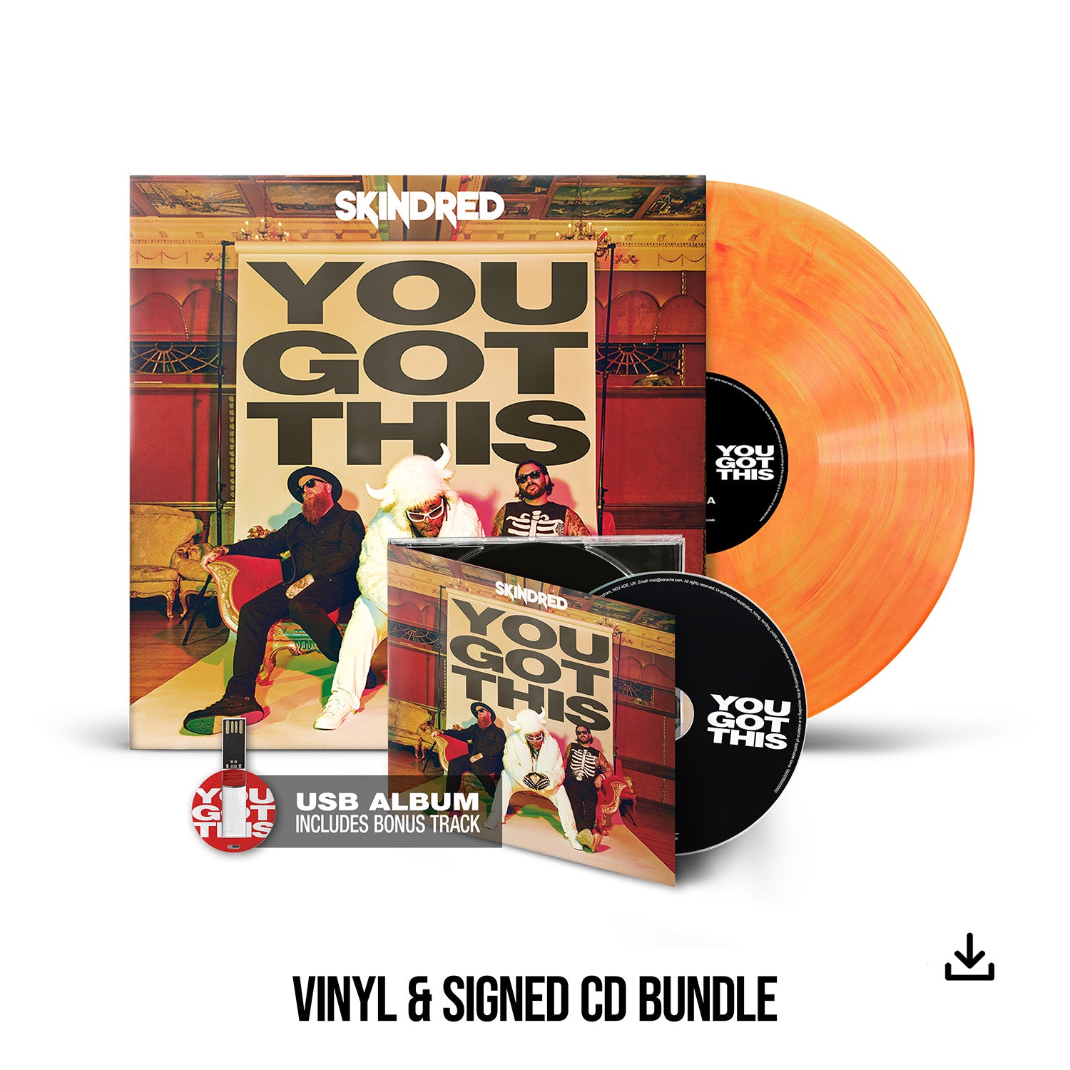Skindred "You Got This" Red / Clear Marble Vinyl, Signed CD & USB (200 only) - PRE-ORDER (Early Bird Price)