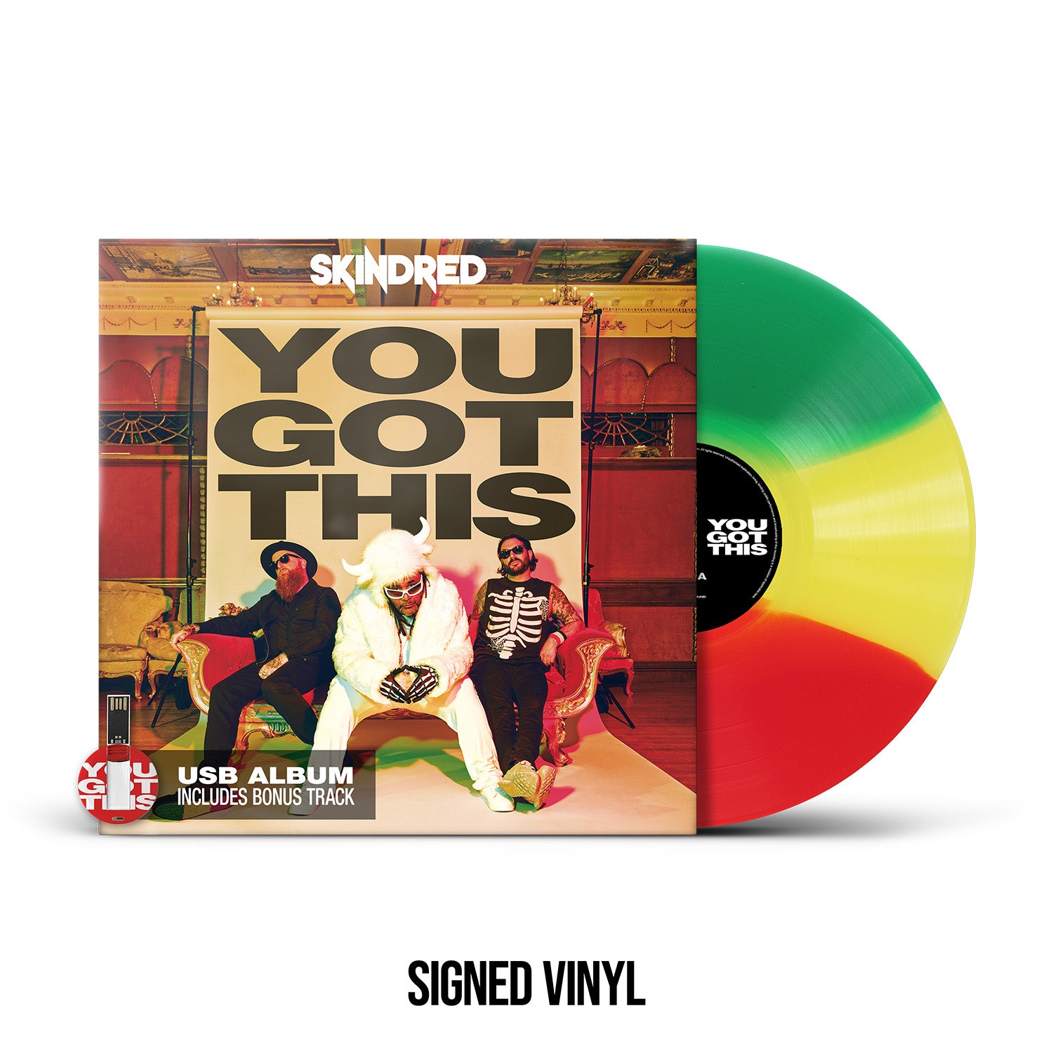 Skindred "You Got This" SIGNED Green / Yellow / Red Stripe Vinyl & USB (500 only) - PRE-ORDER (Early Bird Price)