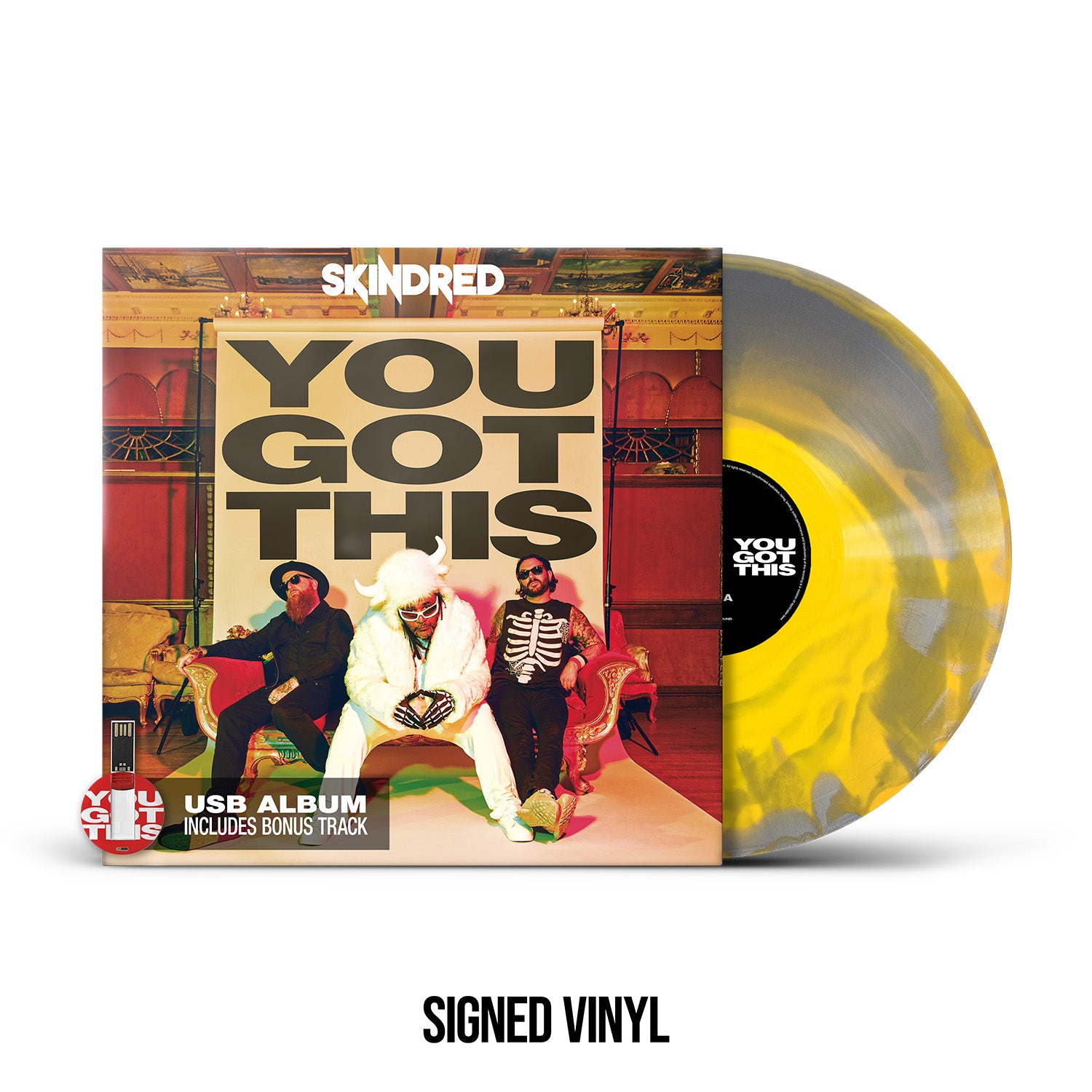 Skindred "You Got This" SIGNED Silver / Yellow Merge Vinyl & USB (500 only) - PRE-ORDER (Early Bird Price)