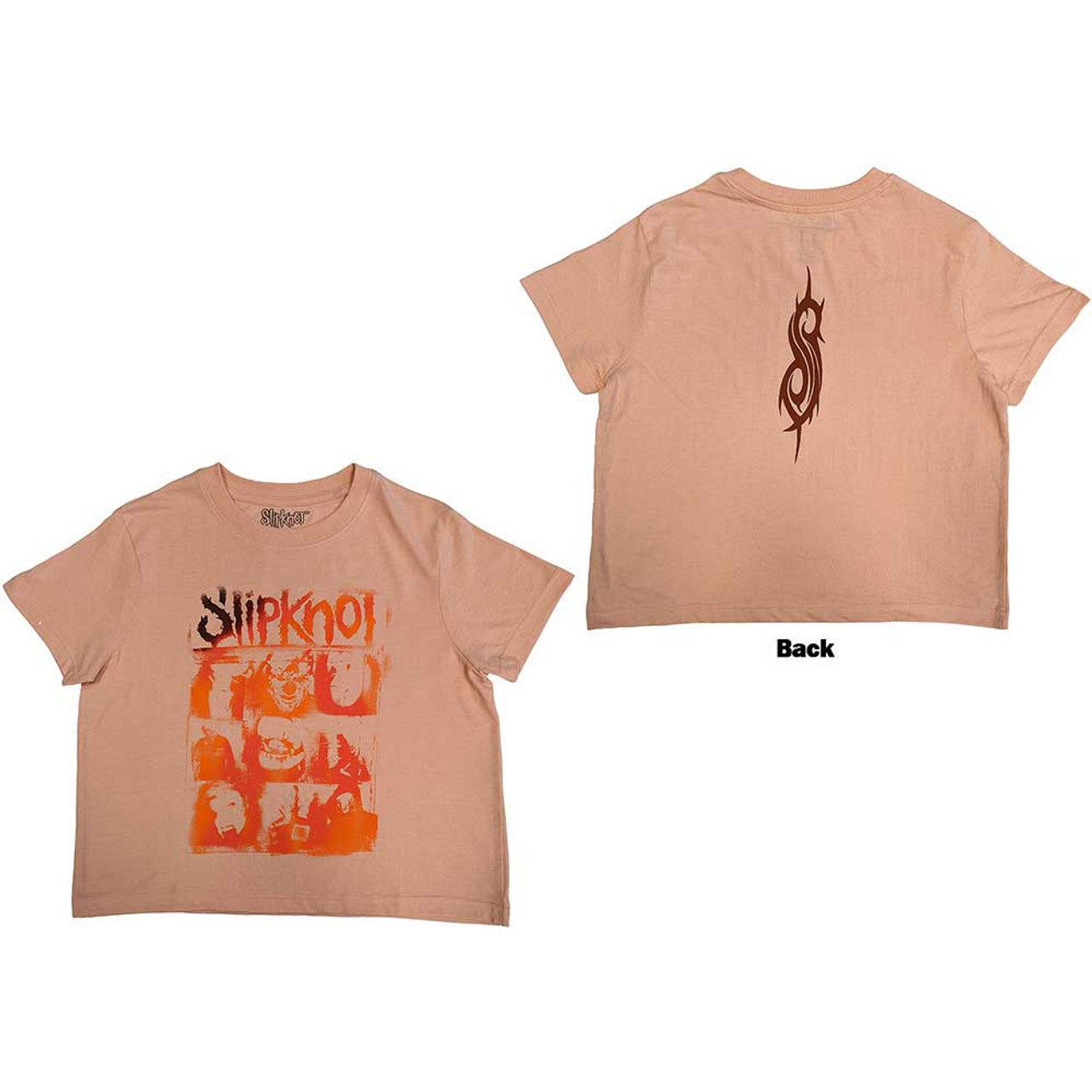 Slipknot "The End So Far Faces Grid" Pink Crop Top