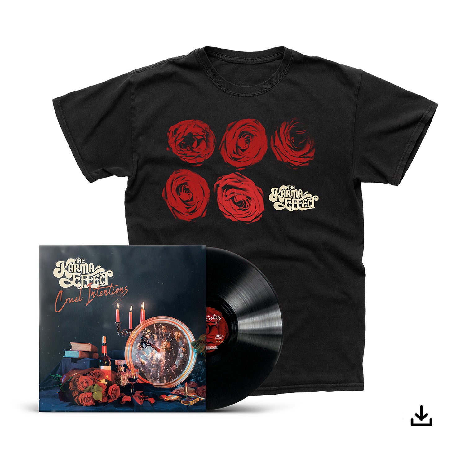 The Karma Effect "Cruel Intentions" Black Vinyl, Download & T shirt - PRE-ORDER (Early Bird Price)