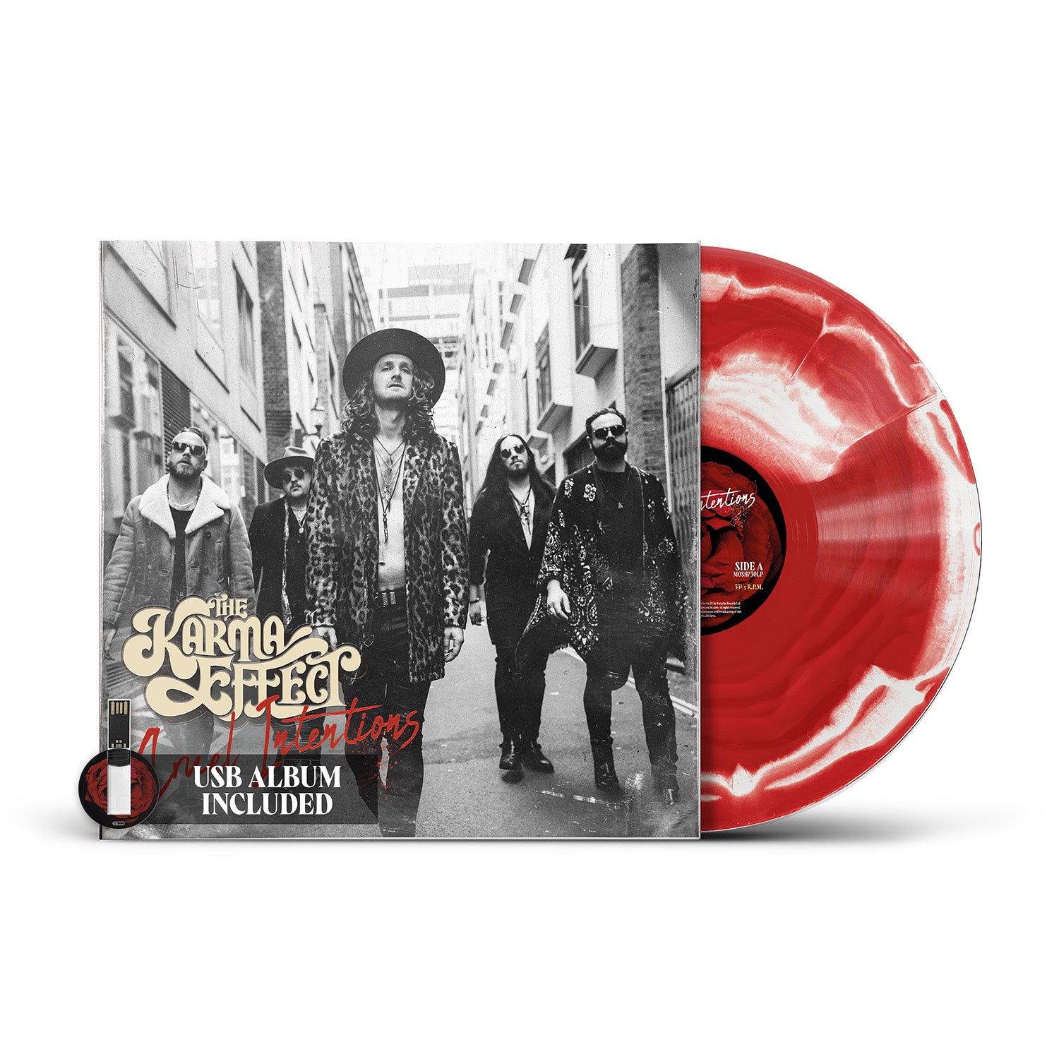 The Karma Effect "Cruel Intentions" Red / White Merge Vinyl w/ Black & White Cover & USB - PRE-ORDER (Early Bird Price)