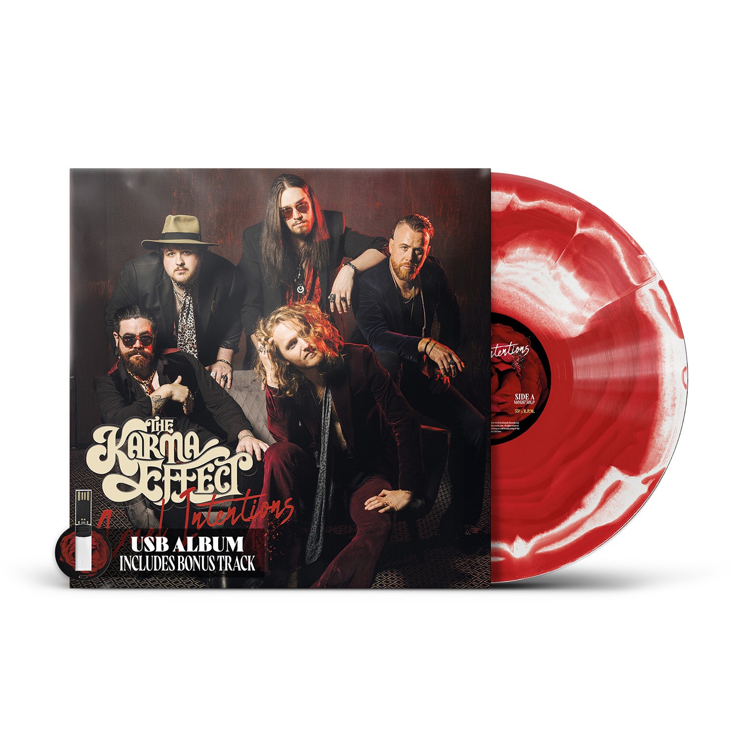 The Karma Effect "Cruel Intentions" Red / White Merge Vinyl w/ Alt Cover & USB - PRE-ORDER (Early Bird Price)