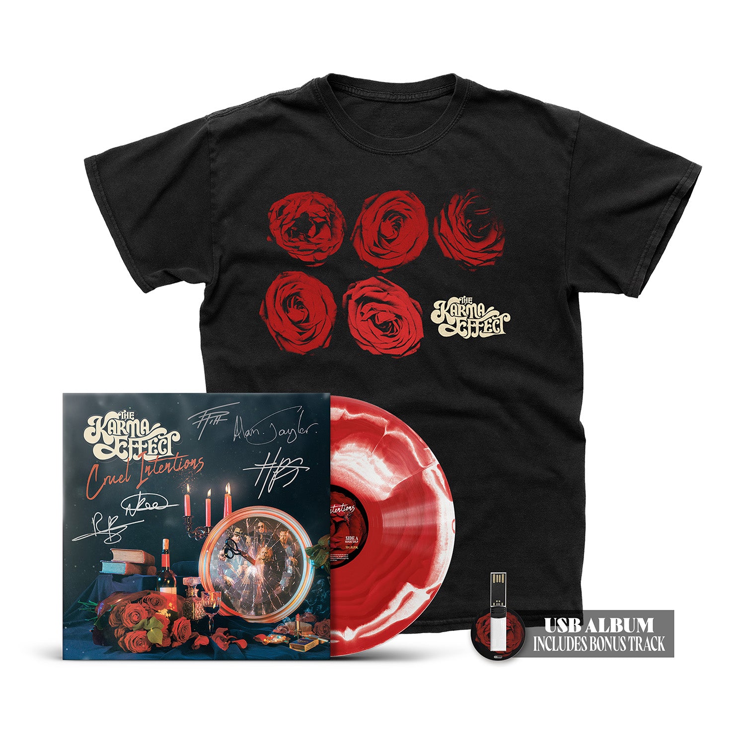 The Karma Effect "Cruel Intentions" Signed Merge Vinyl, USB & T shirt - PRE-ORDER (Early Bird Price)