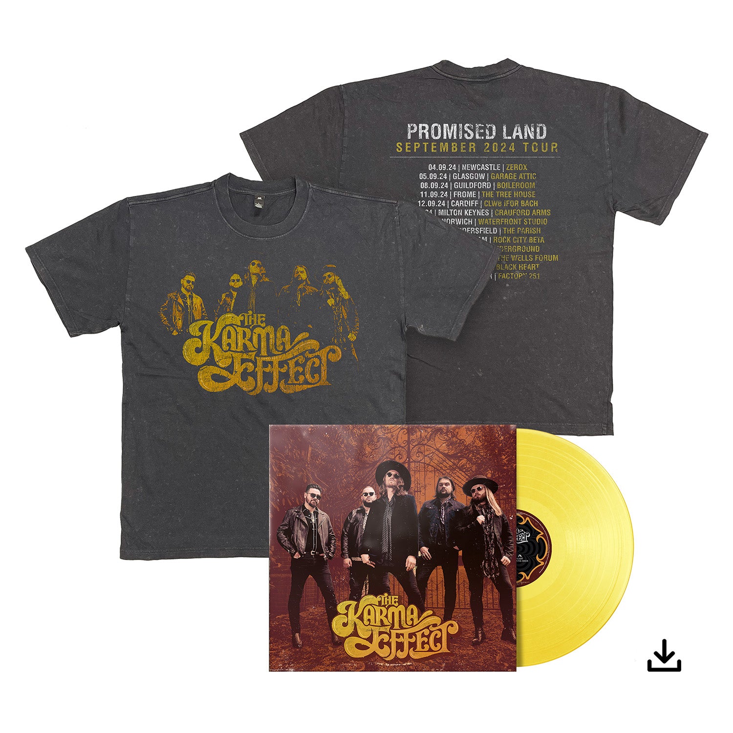 The Karma Effect "The Karma Effect" Yellow Vinyl, T shirt & Download - PRE-ORDER