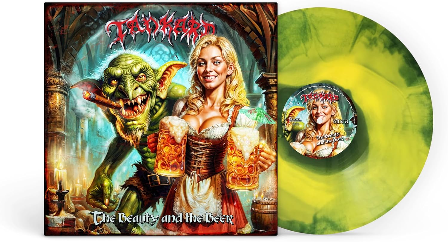 Tankard "The Beauty and the Beer" Green Yellow SwirlVinyl