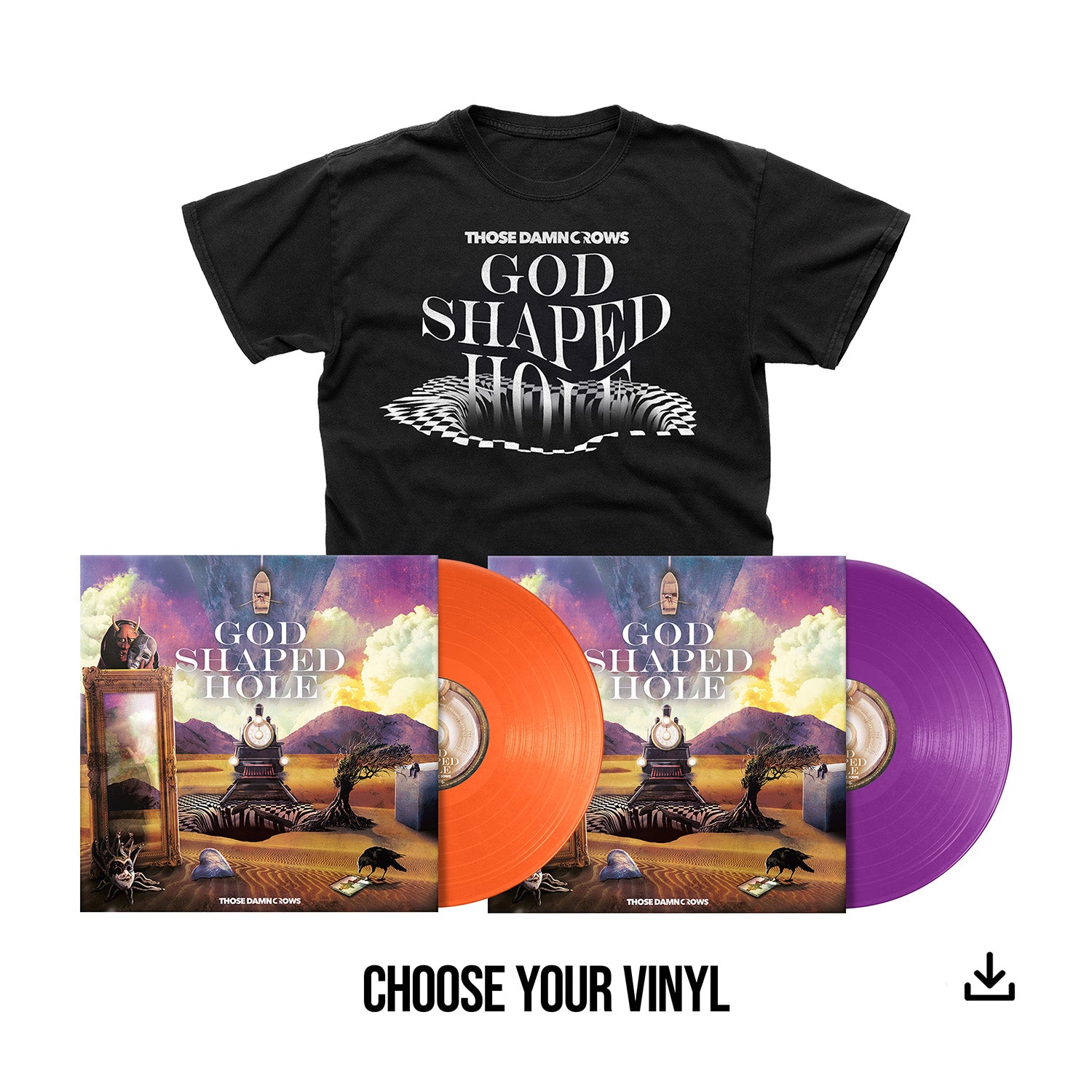 Those Damn Crows "God Shaped Hole" Choice of Colour Vinyl, T shirt & Download - PRE-ORDER