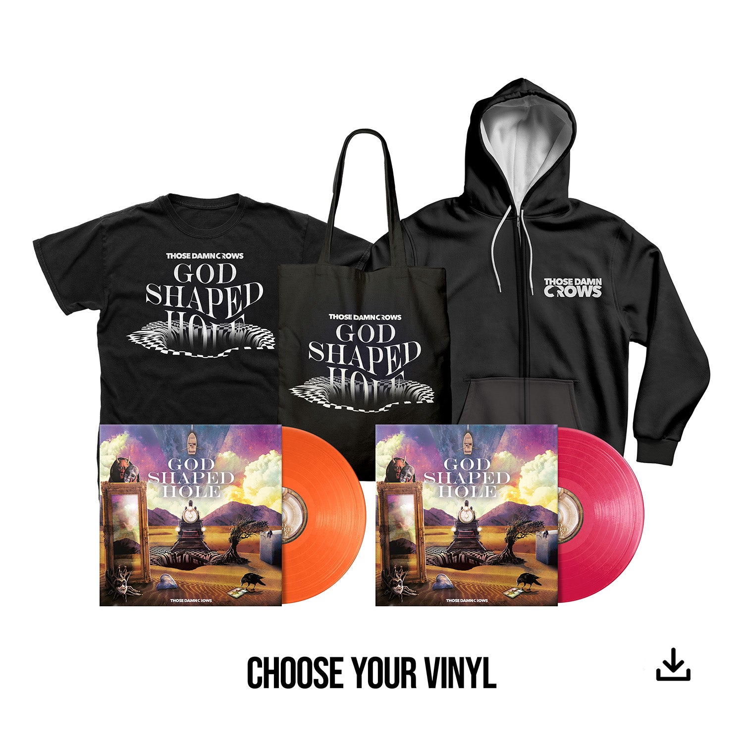 Those Damn Crows "God Shaped Hole" Choice of Colour Vinyl, T shirt, Hoodie, Tote Bag & Download - PRE-ORDER