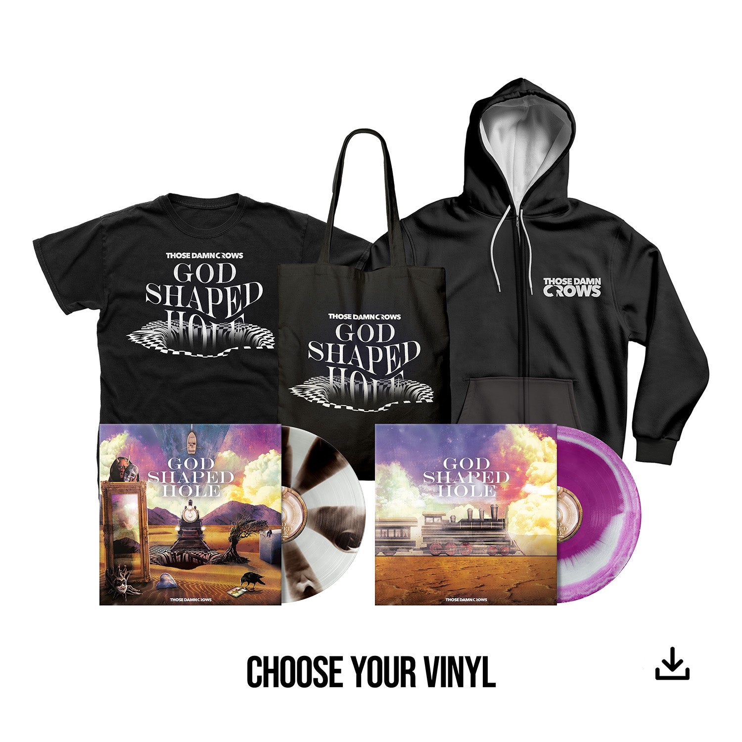 Those Damn Crows "God Shaped Hole" Choice of Mixed Colour Vinyl, T shirt, Hoodie, Tote Bag & Download - PRE-ORDER