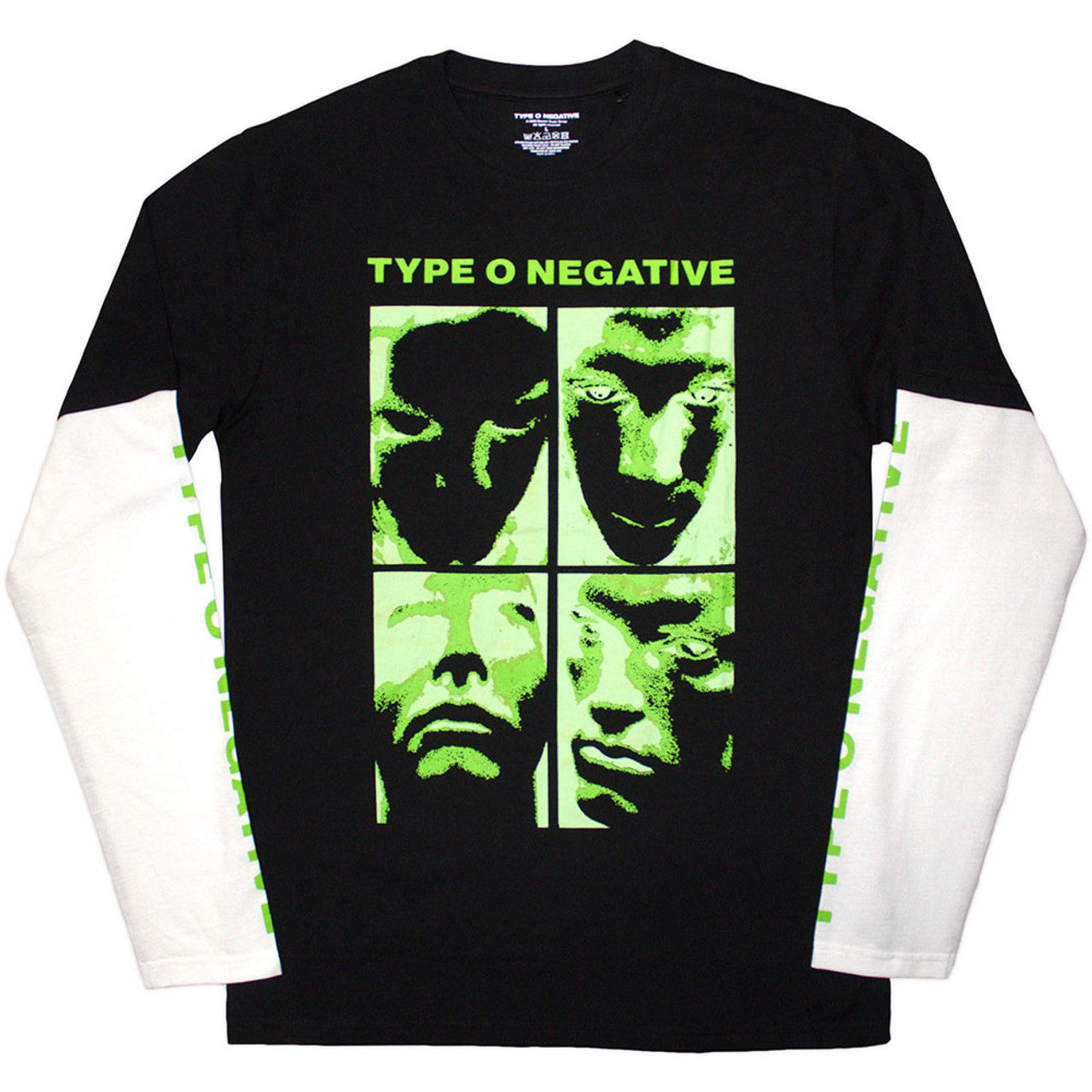 Type O Negative "Faces" Black / White Layered Long Sleeve T Shirt
