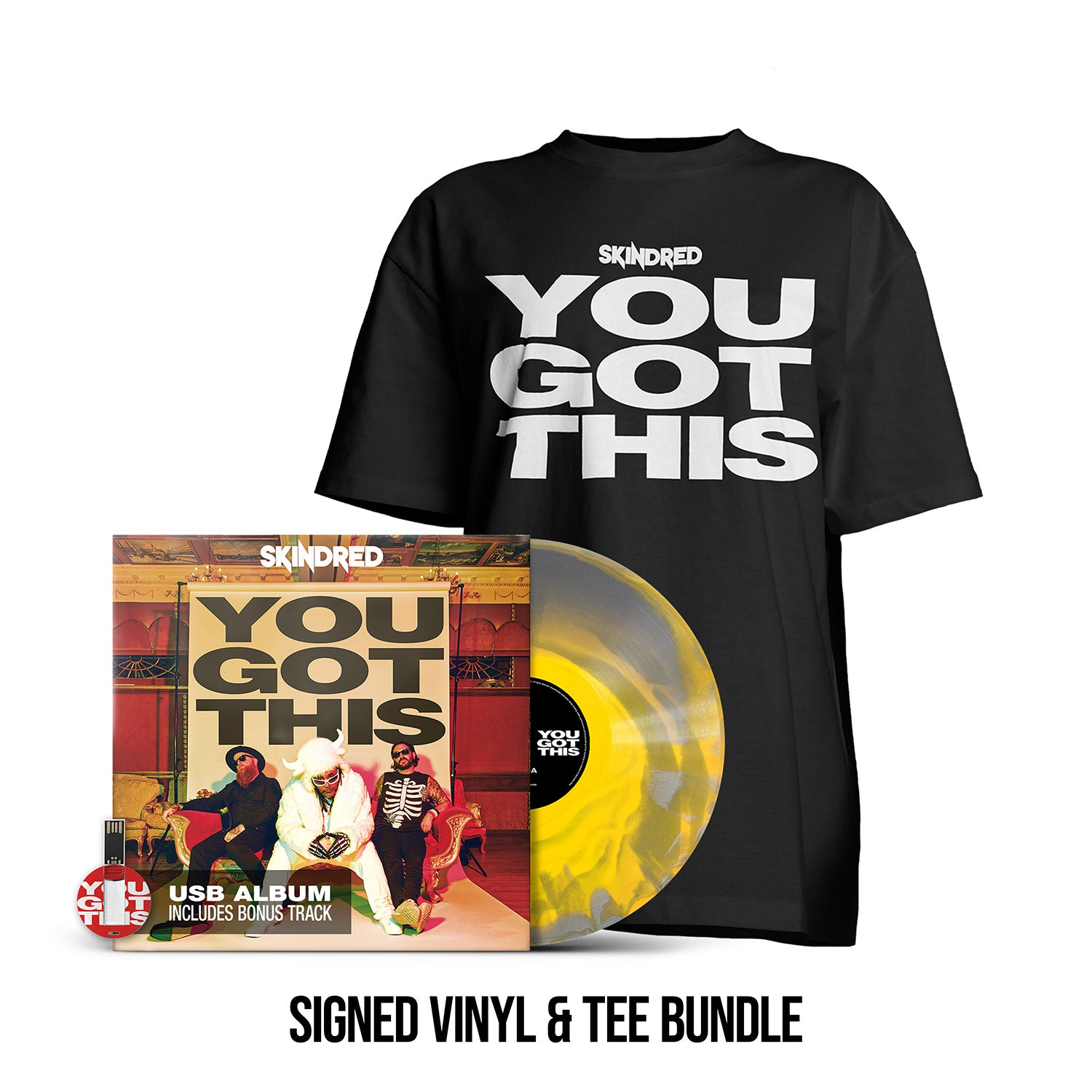 Skindred "You Got This" SIGNED Merge Vinyl, USB & T shirt (Men's or Women's) - PRE-ORDER (Early Bird Price)