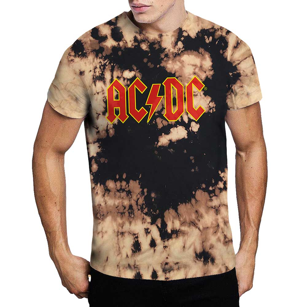 AC/DC "Logo" Beige Dip Dye T shirt
