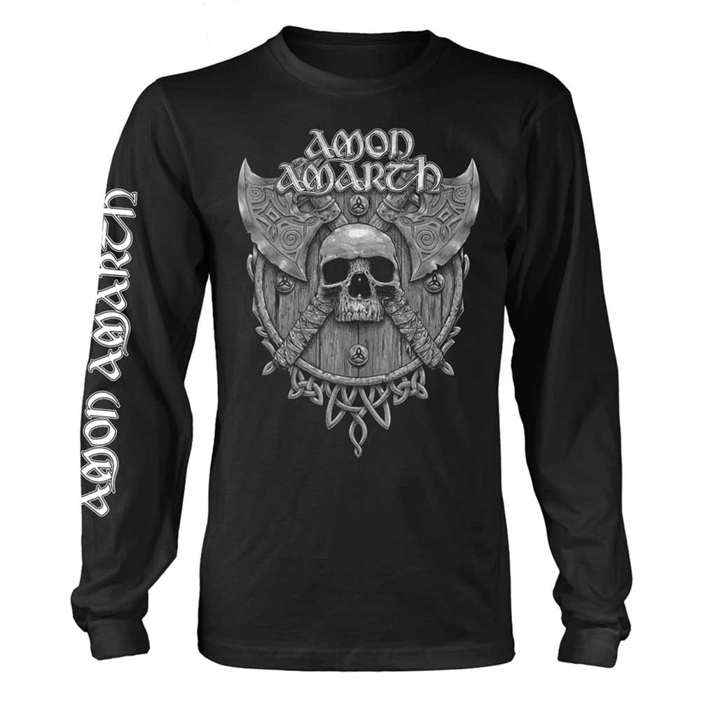 Amon Amarth "Grey Skull" Black Long Sleeve T shirt
