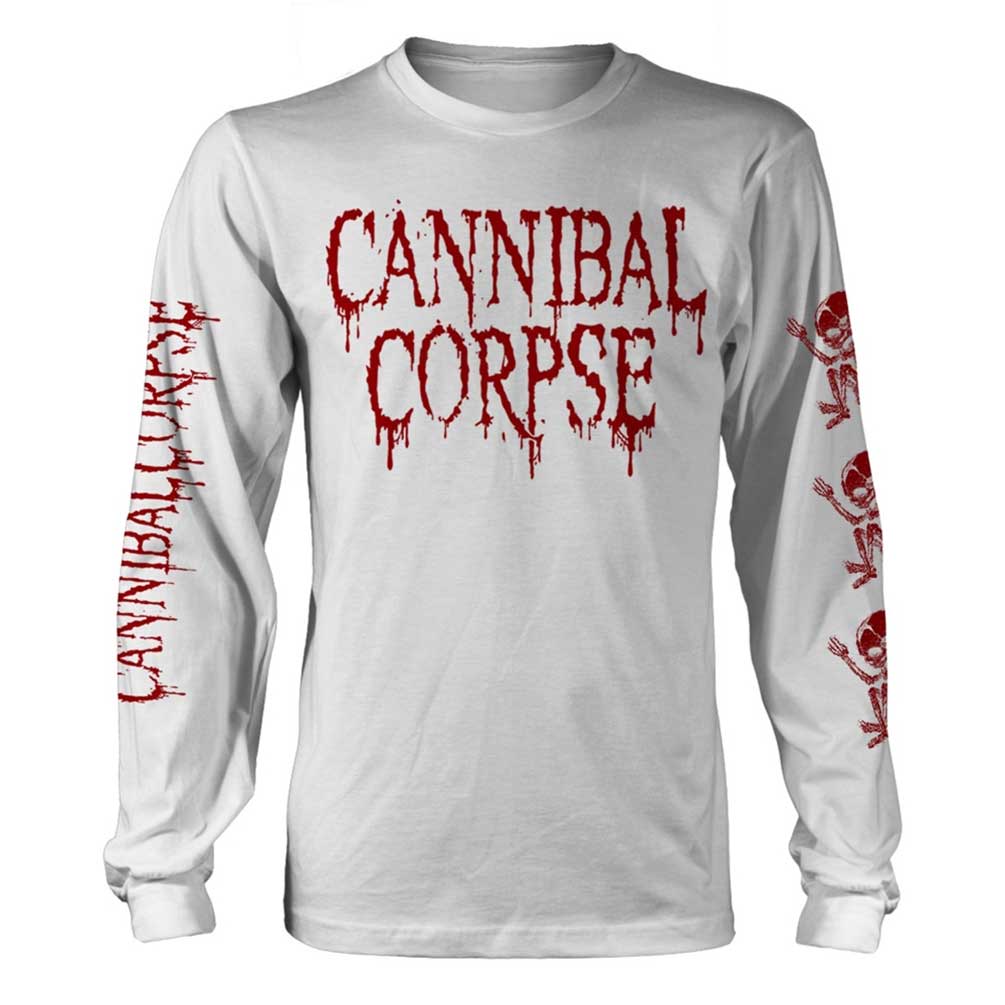 Cannibal Corpse "Butchered At Birth Logo" White Long Sleeve T shirt