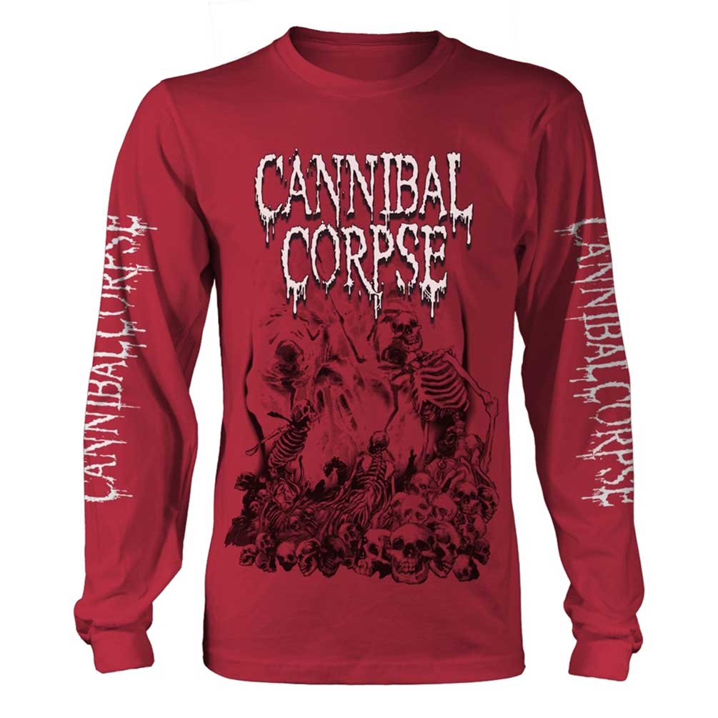 Cannibal Corpse "Pile Of Skulls 2018" Red Long Sleeve T shirt