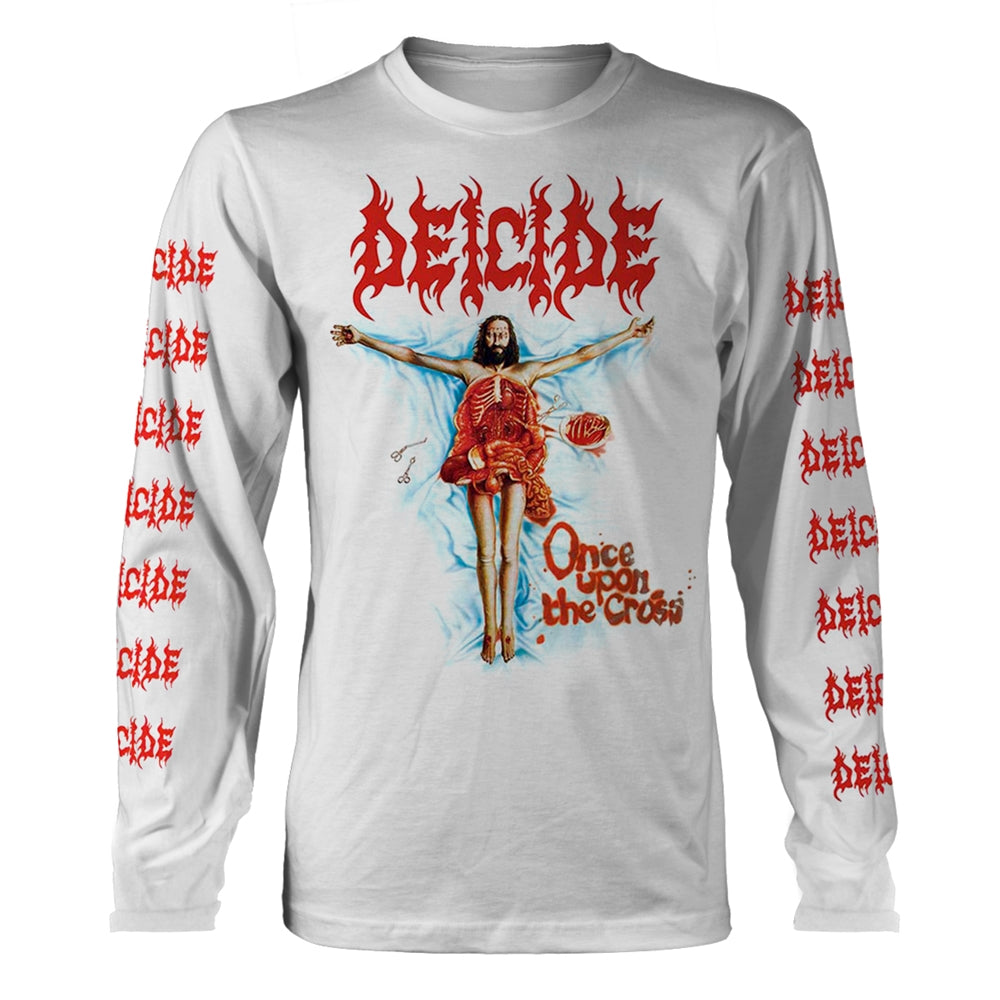 Deicide "Once Upon The Cross" White Long Sleeve T shirt