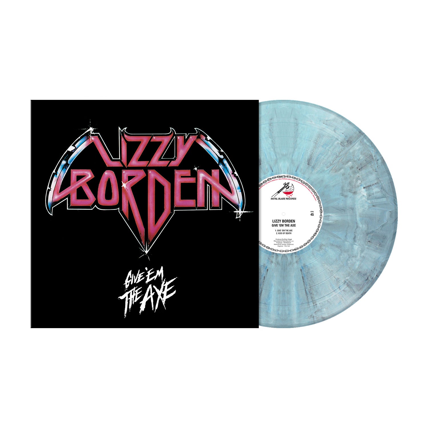 Lizzy Borden "Give Em The Axe" Ice Blue / Black Marbled Vinyl