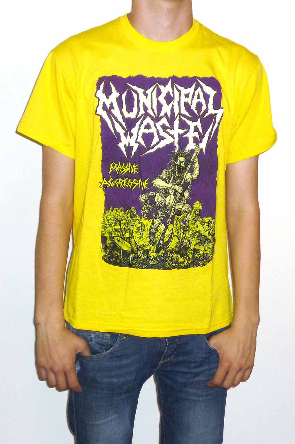 Municipal Waste "Massive Aggressive" Yellow T-shirt
