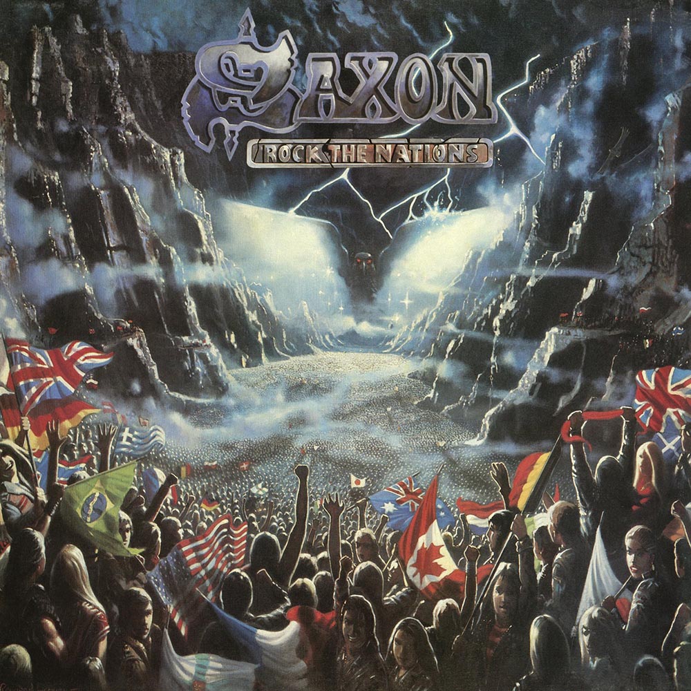 Saxon "Rock The Nations" Red, White & Blue Tri-Colour Vinyl