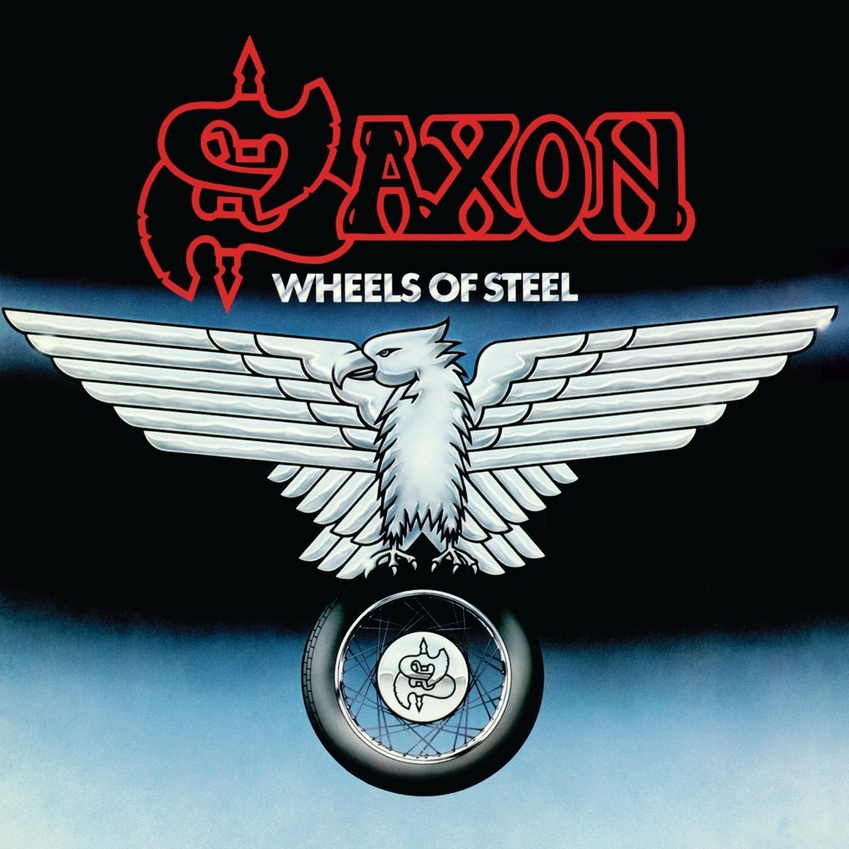 Saxon "Wheels Of Steel" Blue / White Splatter Vinyl
