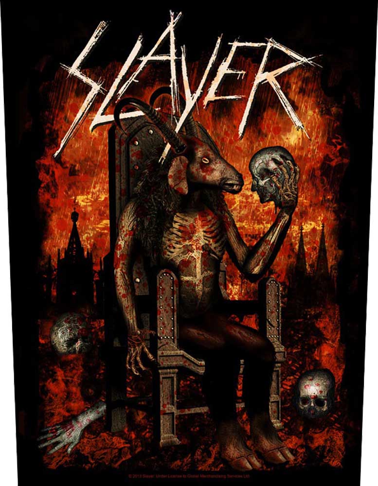 Slayer Back Patch – Toppa Da Cucire Sul Retro Con Diavolo In Trono – 100% Poliestere, Ufficiale