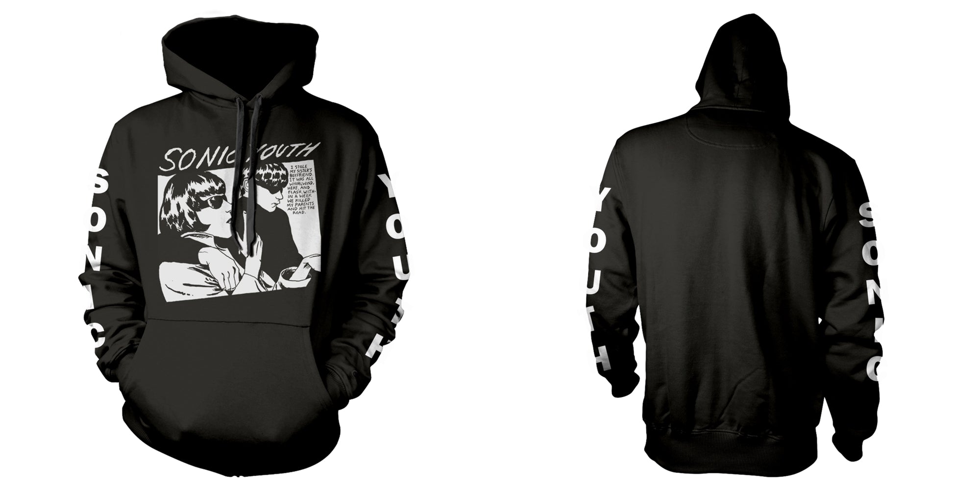 Sonic Youth "Goo" Black Pullover Hoodie with Sleeve Print